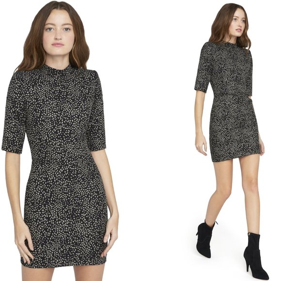 NWT ALICE + OLIVIA INKA METALLIC MOCKNECK MINI DRESS 0 - Picture 1 of 9